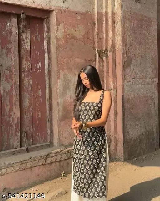 Women's Printed Straight Sleeveless Kurta 13374