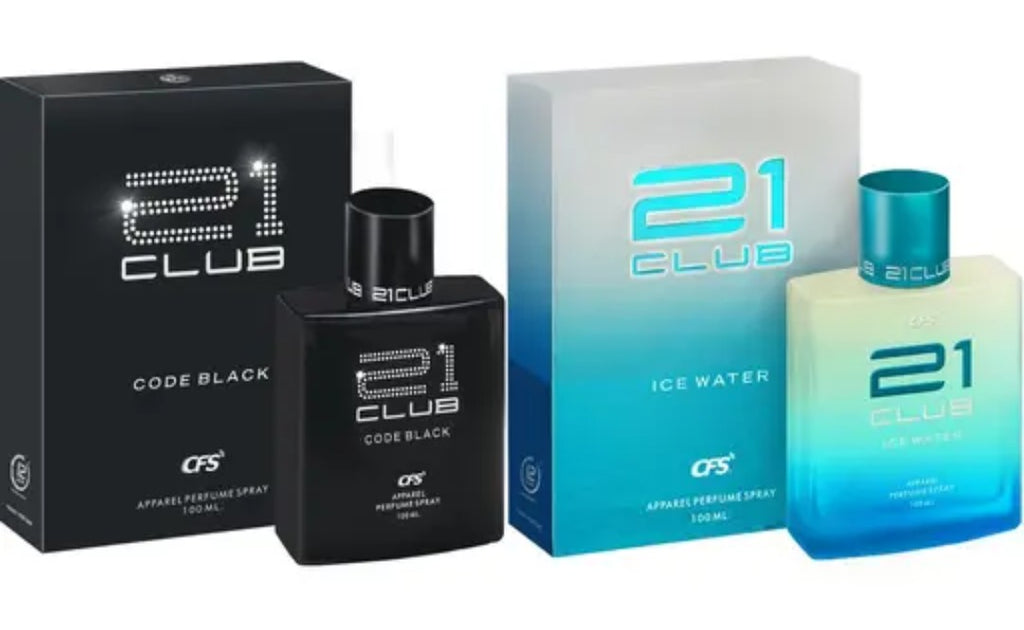 21 CLUB ICE WATER & 21 CLUB CODE BLACK PERFUME 100ML EACH ( PACK OF 2 ) LONG LASTING PERFUME SHANIVERSE