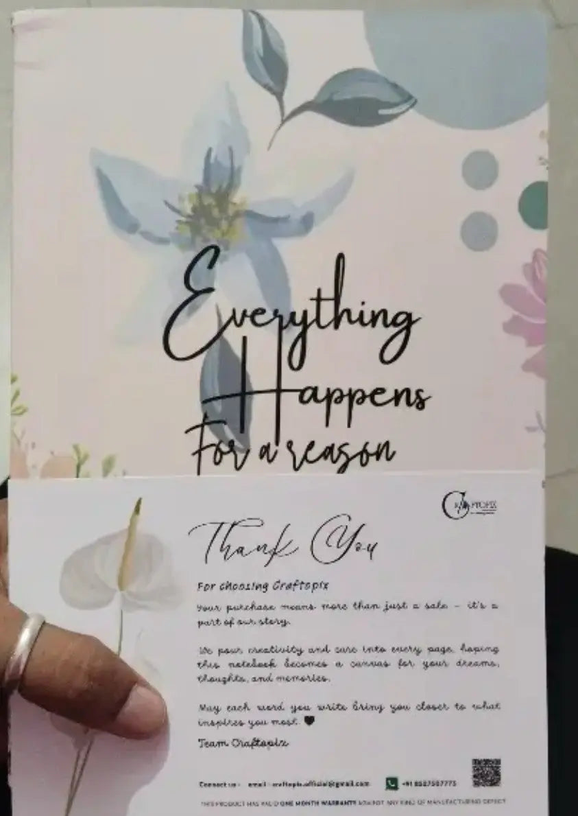 Motivational Theme "Everything Happens for a Reason" Planner/ Diary/ Notebook SHANIVERSE
