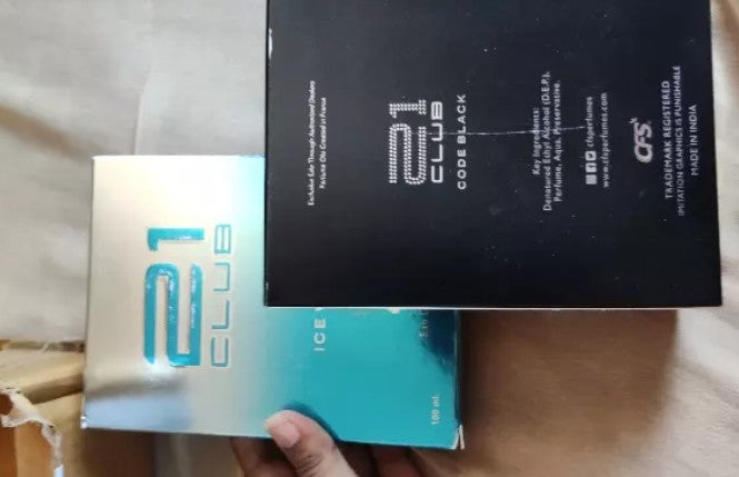 21 CLUB ICE WATER & 21 CLUB CODE BLACK PERFUME 100ML EACH ( PACK OF 2 ) LONG LASTING PERFUME SHANIVERSE